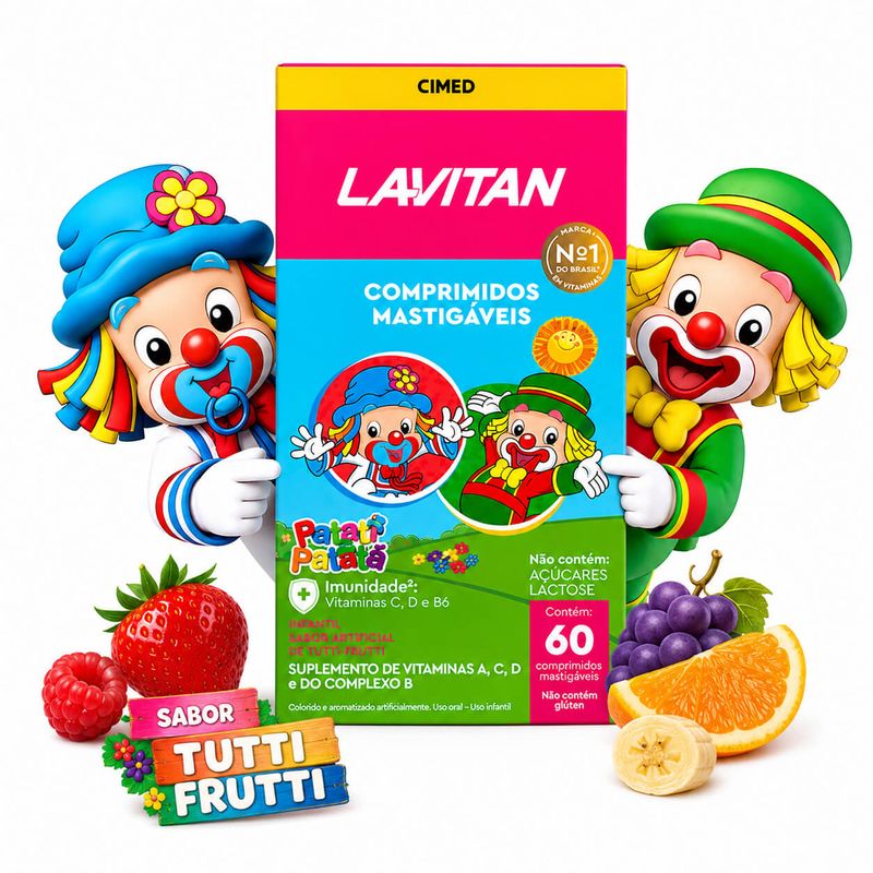 Lavitan Infantil Patati Patatá Tutti Frutti 60 Cpr  Mastigaveis