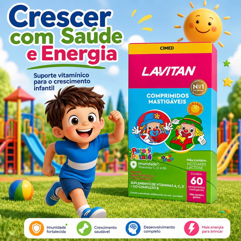 Lavitan Infantil Patati Patatá Tutti Frutti 60 Cpr  Mastigaveis