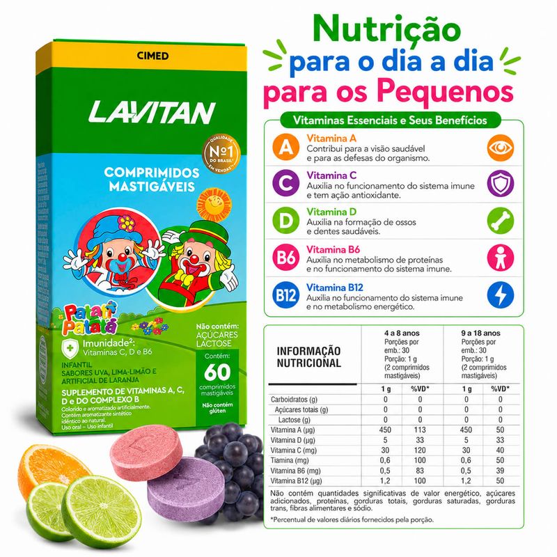 Lavitan Infantil Patati Patatá Sortidos 60 Cpr  Mastigaveis