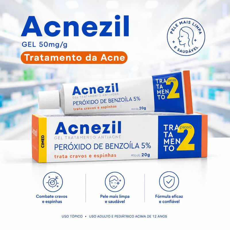 Acnezil Gel 50mg/g 20g - Tratamento Eficaz da Acne