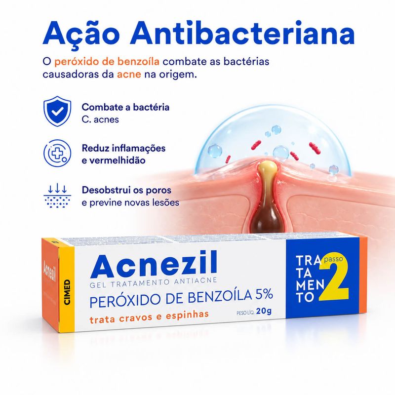 Acnezil Gel 50mg/g 20g - Tratamento Eficaz da Acne