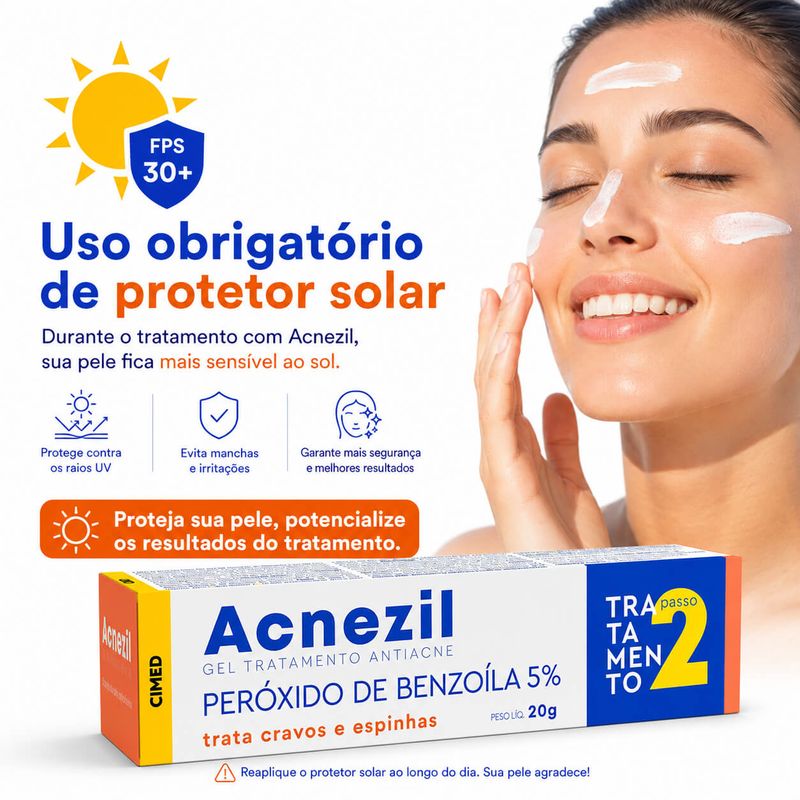 Acnezil Gel 50mg/g 20g - Tratamento Eficaz da Acne