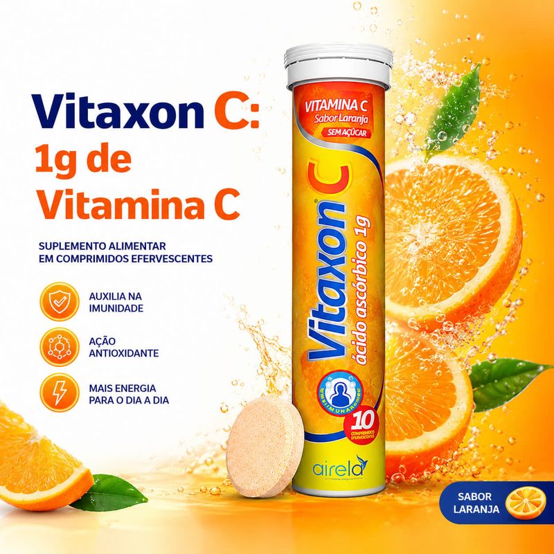 Vitaxon C 1g Efervescente Sabor Laranja 10 Comprimidos