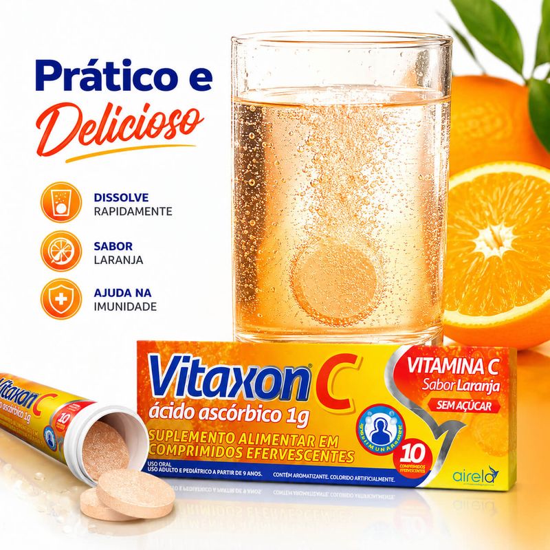 Vitaxon C 1g Efervescente Sabor Laranja 10 Comprimidos