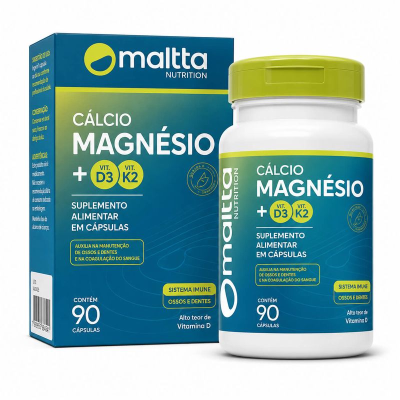Cálcio, Magnésio, Vitamina K2 e D3 - 90 Cápsulas Duom