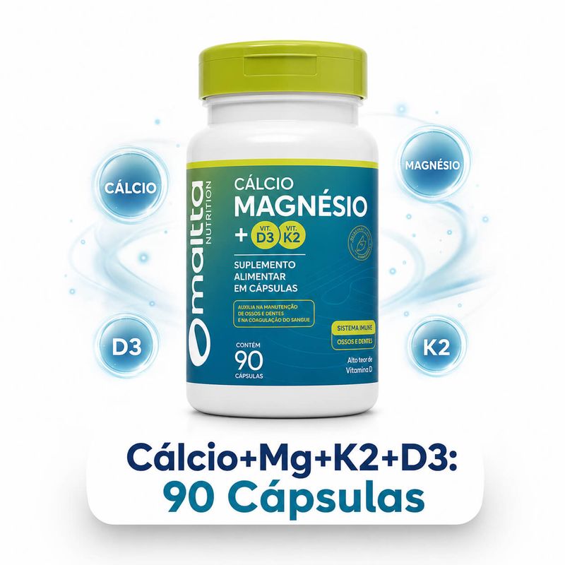 Cálcio, Magnésio, Vitamina K2 e D3 - 90 Cápsulas Duom