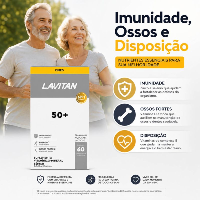 Lavitan 50+ Mais Vitalidade 60 Comprimidos - Cimed