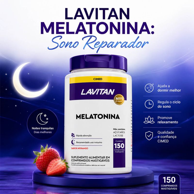 Lavitan Melatonina Mastigável Sabor Morango 150 Comprimidos