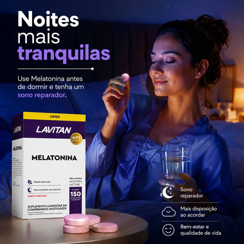 Lavitan Melatonina Mastigável Sabor Morango 150 Comprimidos
