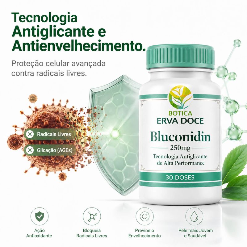 Bluconidin 250mg -  Antiglicante  para a Pele 30 Doses