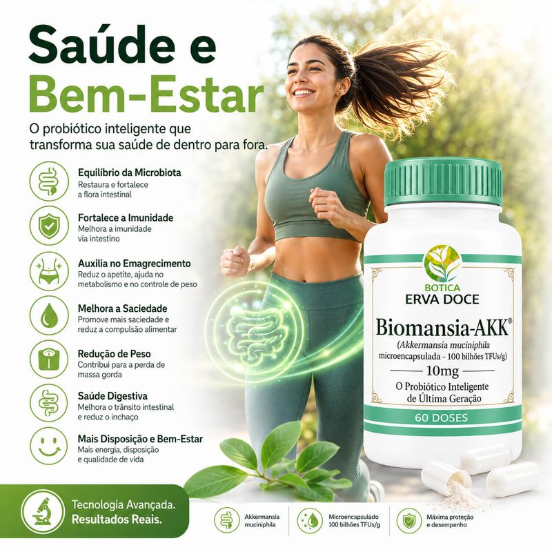 Biomansia-AKK 10mg: Probiótico de Alta Estabilidade 60 Doses