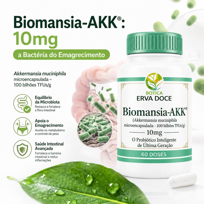 Biomansia-AKK 10mg: Probiótico de Alta Estabilidade 120 Doses
