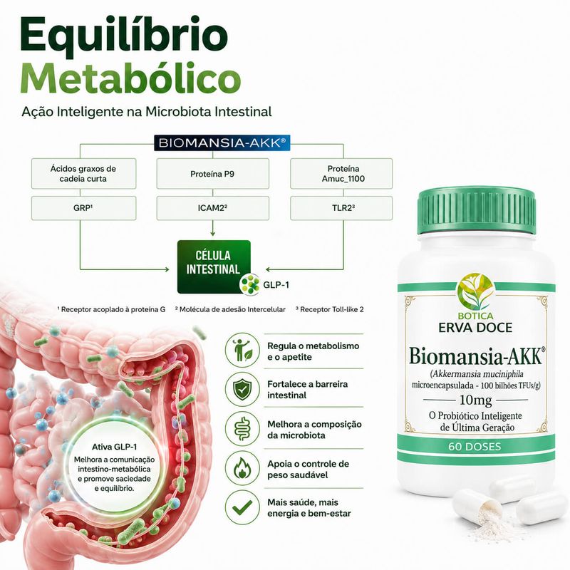 Biomansia-AKK 10mg: Probiótico de Alta Estabilidade 120 Doses