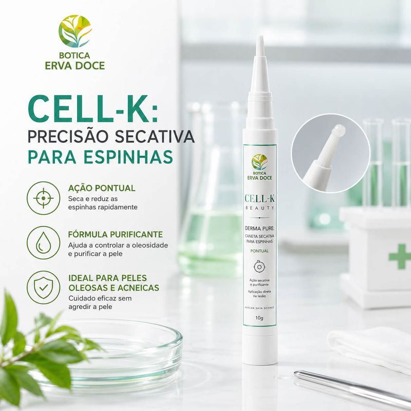 Caneta Secativa Pontual para Acnes - CELL-K Derma Pure 10g