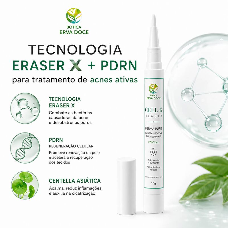 Caneta Secativa Pontual para Acnes - CELL-K Derma Pure 10g