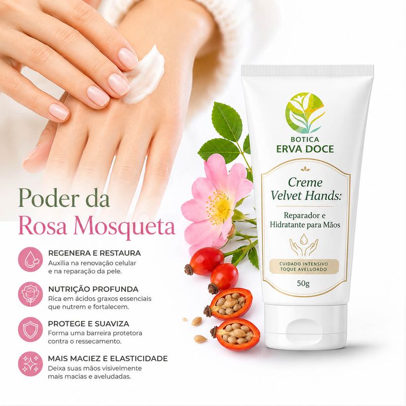 Creme de Mãos Velvet Hands -  Reparador e Hidratante 50g