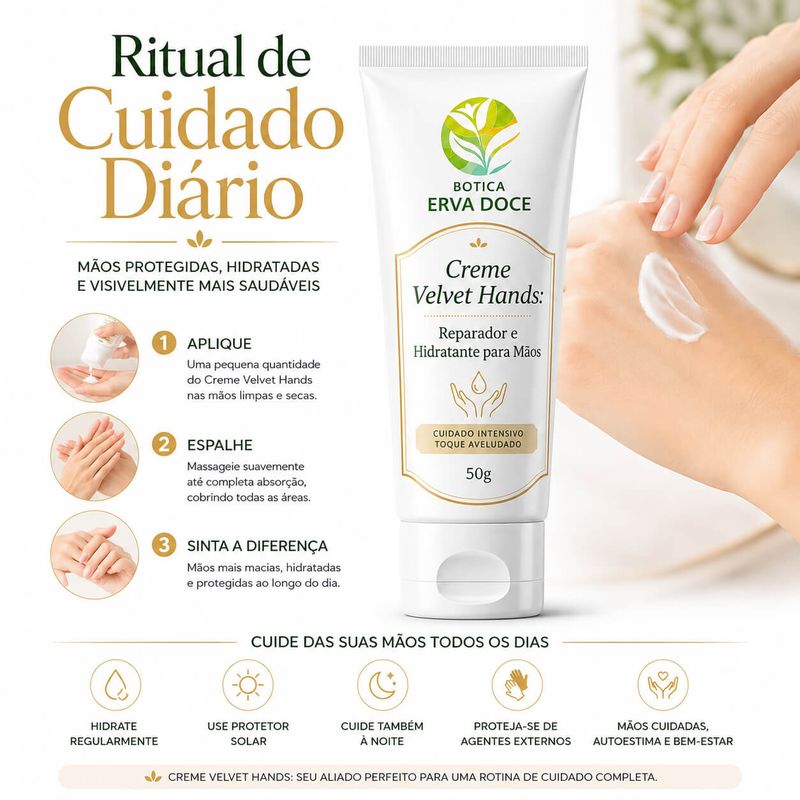 Creme de Mãos Velvet Hands -  Reparador e Hidratante 50g