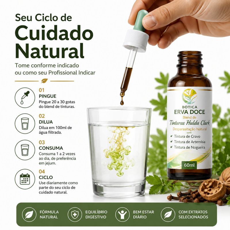 Blend  Tinturas Hulda Clark -  Nogueira, Absinto, Cravo 60ml