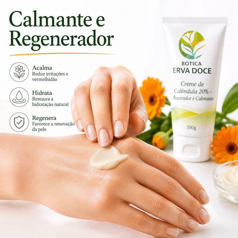 Creme de Calêndula 20% – Reparador e Calmante 100g