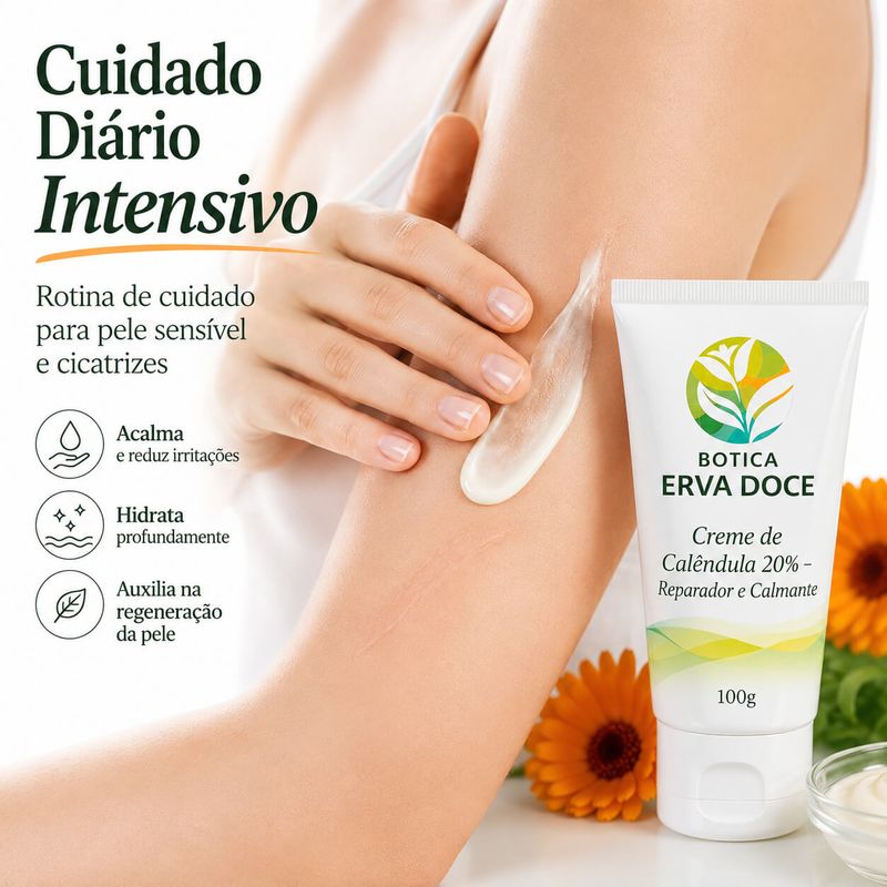 Creme de Calêndula 20% – Reparador e Calmante 100g