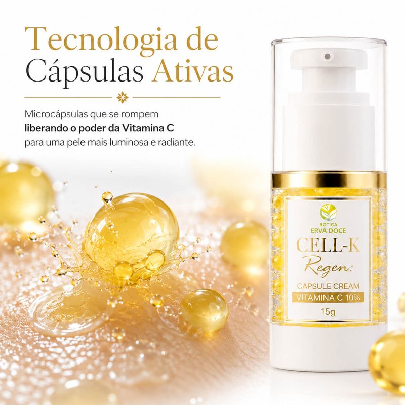 Capsule Cream Vitamina C 10%  - CELL-K Regen Luminosidade 15g