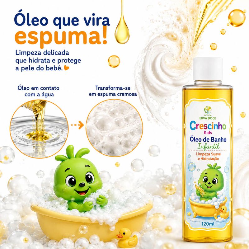 Óleo de Banho Infantil Crescinho – Limpeza Suave  120ml