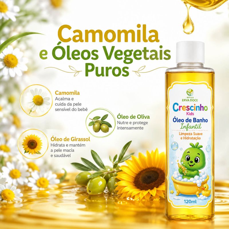 Óleo de Banho Infantil Crescinho – Limpeza Suave  120ml