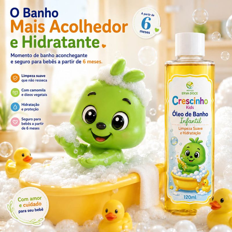 Óleo de Banho Infantil Crescinho – Limpeza Suave  120ml