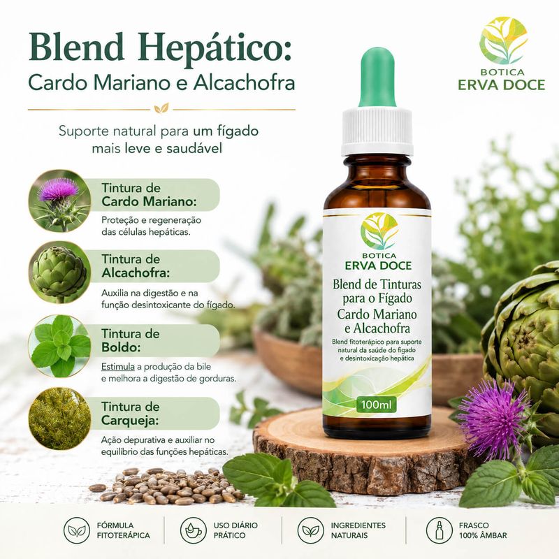  Blend de Tinturas para o Fígado Cardo Mariano e Alcachofra 100ml