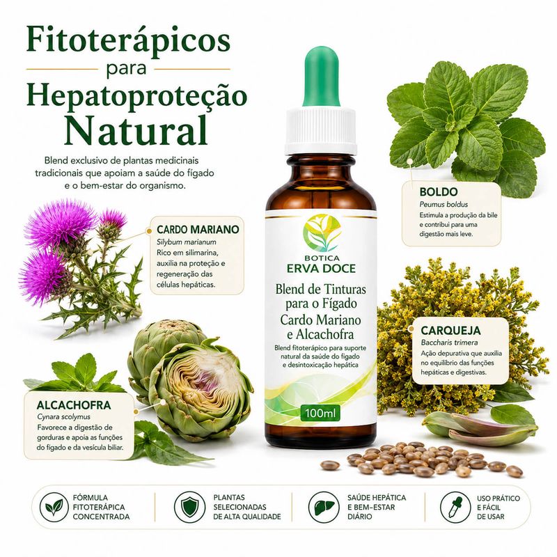  Blend de Tinturas para o Fígado Cardo Mariano e Alcachofra 100ml