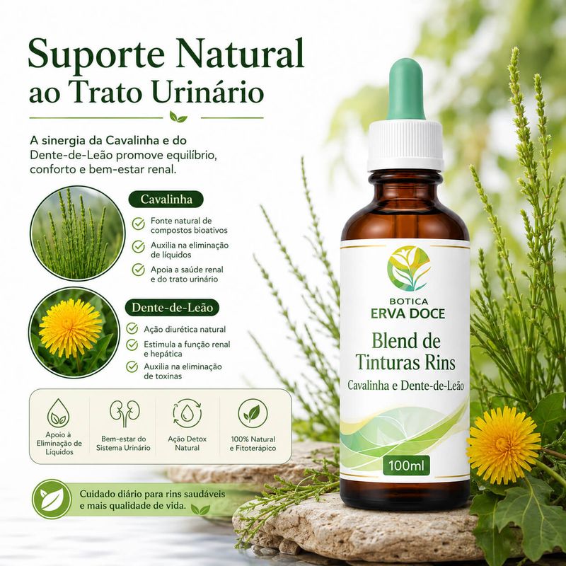 Blend de Tinturas para Rins  Cavalinha e Dente-de-Leão 100ml