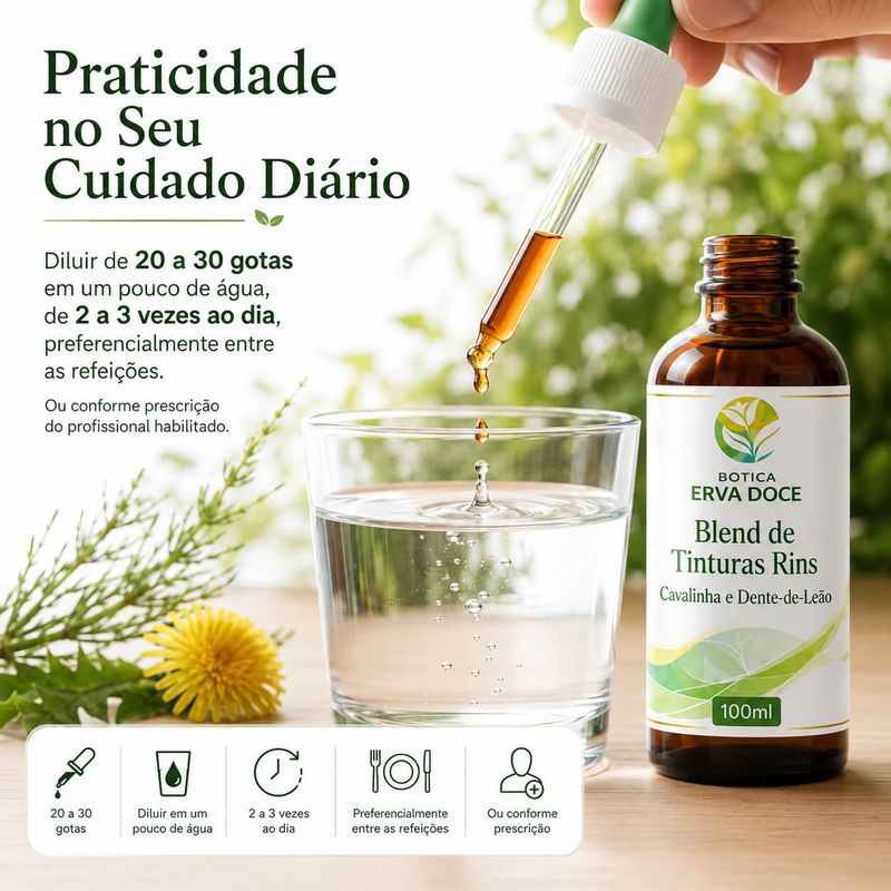 Blend de Tinturas para Rins  Cavalinha e Dente-de-Leão 100ml