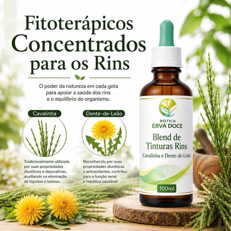 Blend de Tinturas para Rins  Cavalinha e Dente-de-Leão 100ml