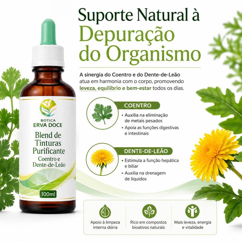 Blend de Tinturas Purificante – Coentro e Dente-de-Leão 100ml