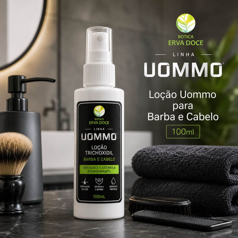 Solução Uommo – Trichoxidil, para Barba e Cabelo 100ml