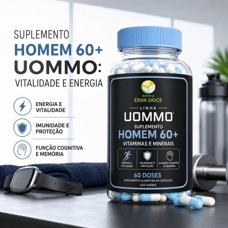 Suplemento Homem 60+ Uommo Vitaminas e Minerais 60 Doses