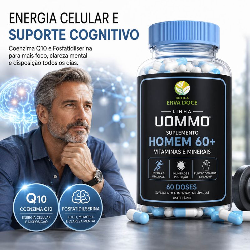 Suplemento Homem 60+ Uommo Vitaminas e Minerais 60 Doses