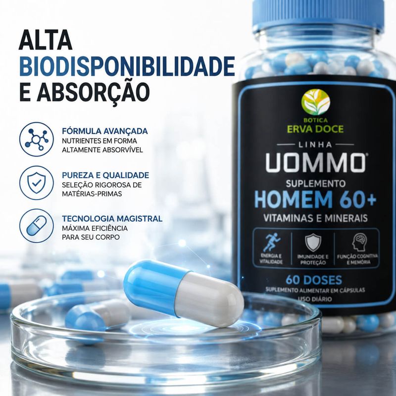 Suplemento Homem 60+ Uommo Vitaminas e Minerais 60 Doses