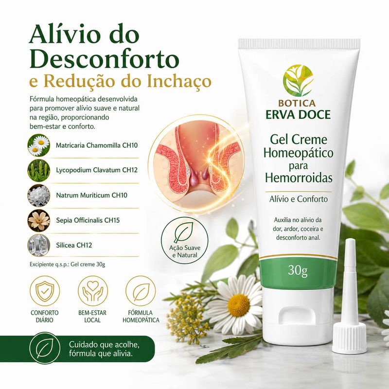 Creme Homeopático para Hemorroidas -  Alívio e Conforto 30g
