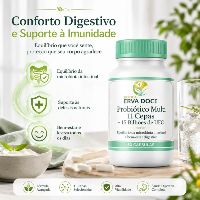 Probiótico Multi 11 Cepas 15 Bilhões UFC 60 Cápsulas