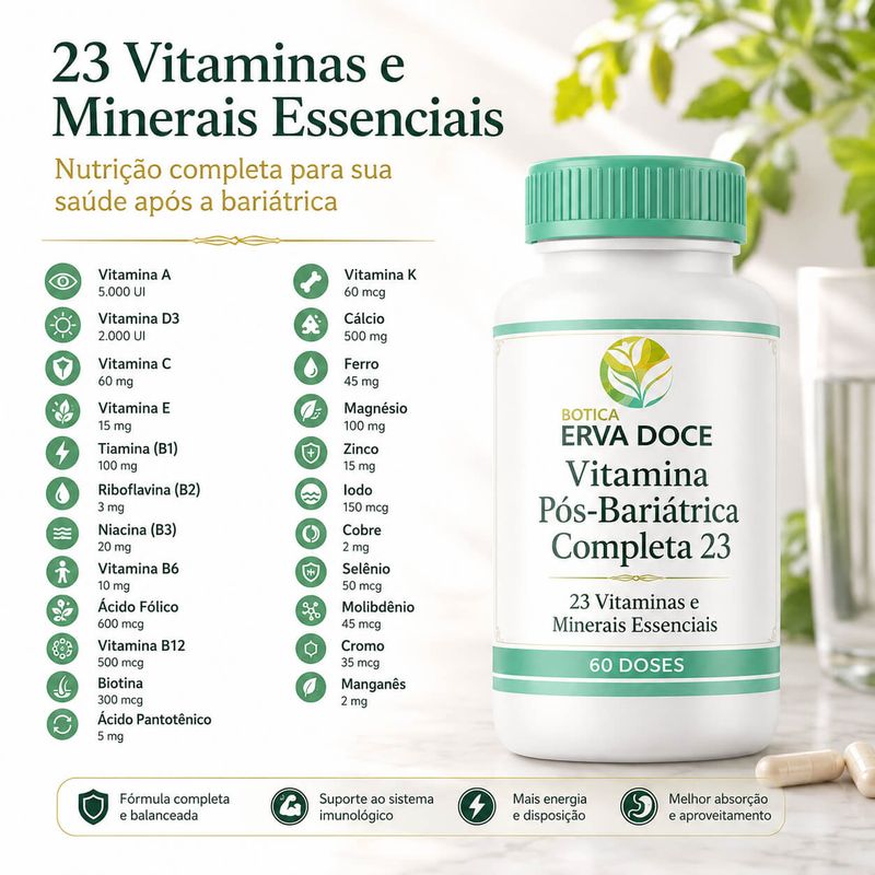 Vitamina Pós-Bariátrica Completa 23 Nutrientes 60 Doses
