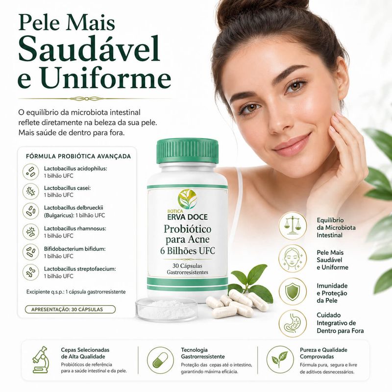  Probióticos para Acne 6 Bilhões UFC 30 doses