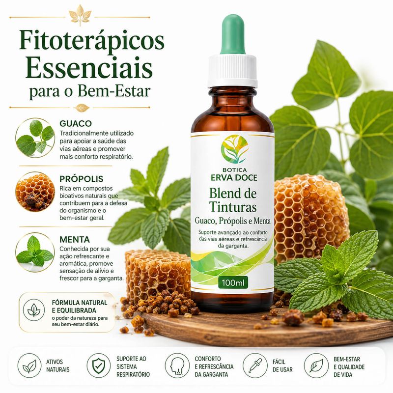 Blend de Tinturas Guaco Própolis e Menta 100ml
