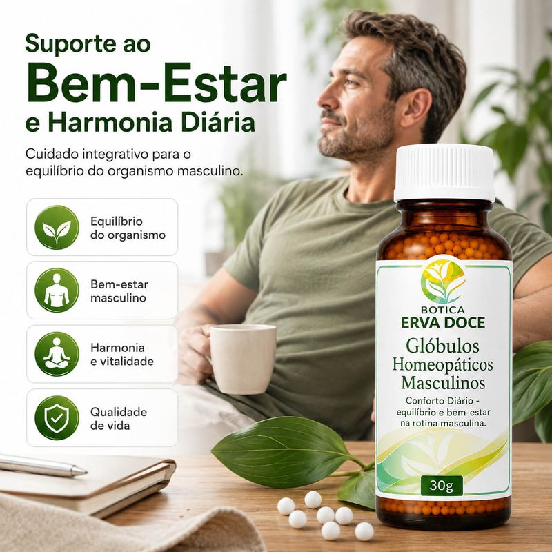 Glóbulos Homeopáticos Masculinos Conforto Diário 30g