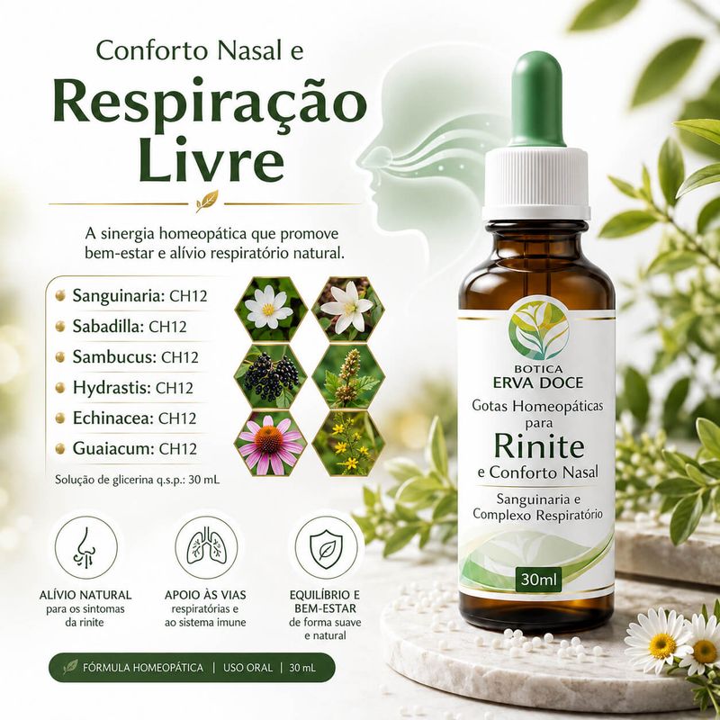 Gotas Homeopáticas para Rinite e Conforto Nasal 30ml