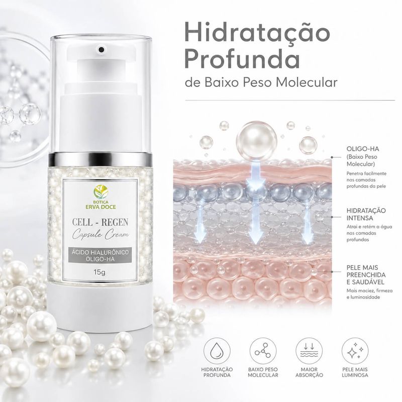 Capsule Cream CELL-K Regen  Ácido Hialurônico Oligo-HA  15g