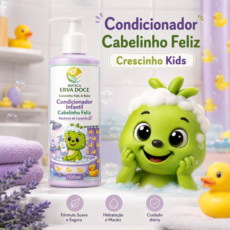 Condicionador Infantil Cabelinho Feliz – Linha Crescinho Kids 120ml