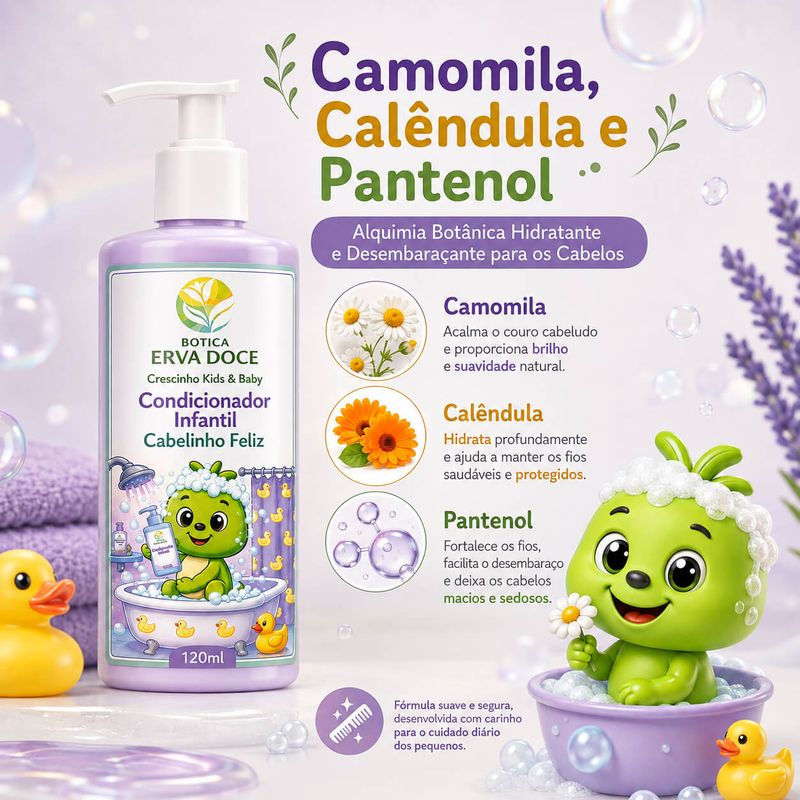 Condicionador Infantil Cabelinho Feliz – Linha Crescinho Kids 120ml