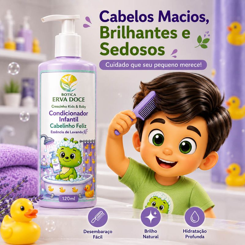 Condicionador Infantil Cabelinho Feliz – Linha Crescinho Kids 120ml