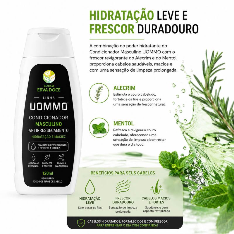Condicionador Masculino UOMMO – Hidratação,  e Frescor 120ml